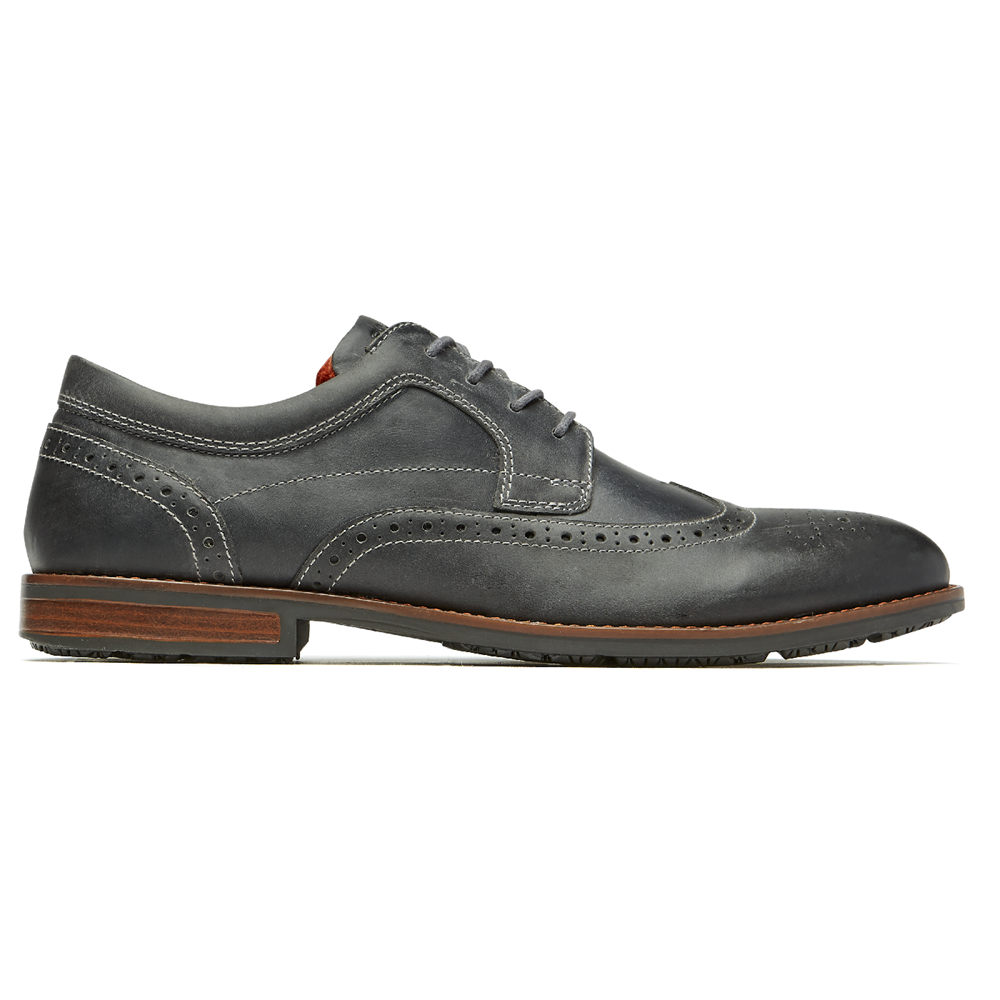 Rockport Mens Lace Up Grey - Dustyn Wingtip - UK 738-EPXYZB